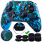 9CDeer Studded Protective Customize Transfer Printing Silicone Cover Skin Case + 8 Thumb Grips Analog Caps for Xbox One/S/X Controller Camouflage blue Compatible with Official Stereo Headset Adapter