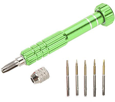 Semme Jeu de Tournevis de précision, poignée de Tournevis avec 5 Verres de Lunettes de Montre de précision(Green)