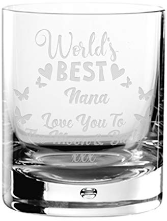 Worlds World's Best Nana Love You to The Moon and Back I We Glass Tumbler Novelty Keepsake Gifts Ideas from to Grandson Granddaughter Kids