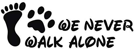 kleb-Drauf | 1 We Never Walk Alone | Schwarz - glänzend | Autoaufkleber Autosticker Decal Aufkleber Sticker | Auto Car Motorrad Fahrrad Roller Bike | Deko Tuning Stickerbomb Styling Wrapping