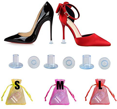 60 Pares Protectores Tacones Transparentes de Tacón Alto Salvatacones para Hierba Tablones Guijarros Rejillas, 3 Tamaños Protectores Zapatos de Mujer para Razas Bodas Ocasione Formale