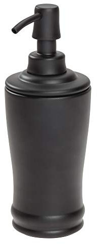 iDesign, hoher Seifenspender Olivia aus Metall, 237 ml Fassungsvermögen, für Bad, Küchenspüle, Waschtisch, matt schwarz