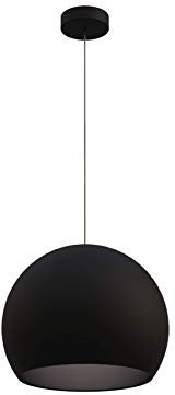L+ Pendelleuchte Kugel Modern Handgefertigt Lampenschirm Metall E27 Küche Wohnzimmer Schlafzimmer Modernes Design (Schwarz, Ø25cm)