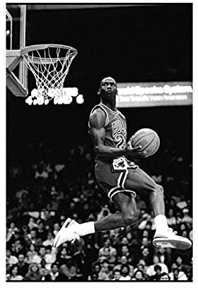 LXYQG Trapez Michael Jordan Schwarz-Weiß Leinwandposter Wandkunst Dekor Druck Bild Gemälde für Wohnzimmer Schlafzimmer Heimbüro Dekoration ungerahmt: 60 × 90 cm