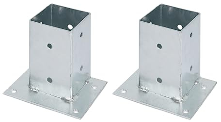 Alberts 212582 Aufschraubhülse | für die bündige Befestigung an Geraden | feuerverzinkt | 91 x 91 mm | 2er Set