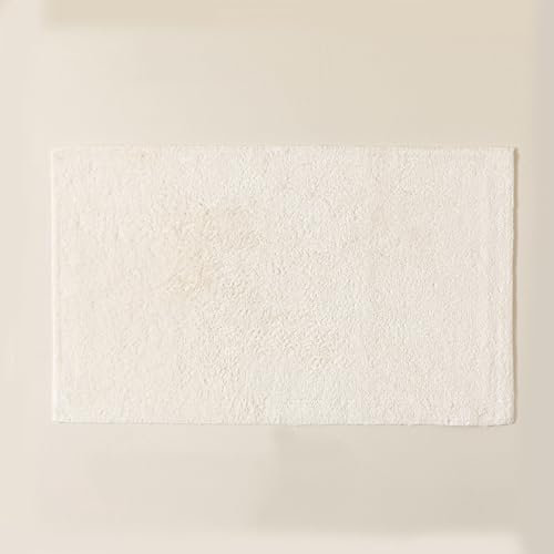 Chakra Badematte Bambus & Baumwolle 40x60 cm, Ultra Saugfähig Badezimmerteppich Set, Weich Badteppich, Langlebig Badzimmermatte, Maschinenwaschbar Badvorleger, Bathroom Mat, Duschvorleger, Ecru