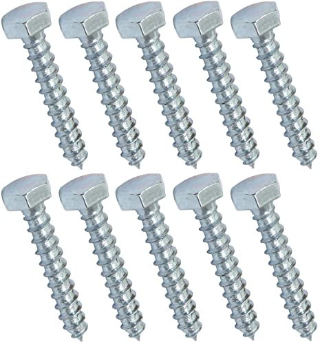 AERZETIX - C44583 - Lot de 10 - Tirefond/vis à bois M8x50mm - à tête hexagonale 6 pans - DIN571 - en acier-zingué - assemblage fixation charpente ossature contreplaqués agglomérés