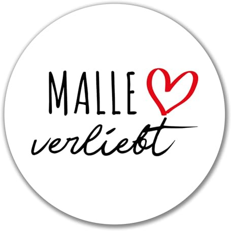 Huuraa Aufkleber Malle verliebt Geschenk | Dekoaufkleber 10cm rund Sticker Geschenkidee Dekoausticker