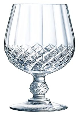 Cristal D'Arques Paris Longchamp – 6 vasos de coñac de 32 cl de Kwarx – Brillo, transparencia y alta resistencia – Molduras icónicas – Fabricado en Francia