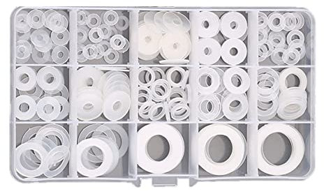CONPHERON 250 Stück Unterlegscheiben Set Weicher Kunststoff Beilagscheiben Nylon Isolierscheiben Flach Unterlegscheiben Satz für Schrauben Befestigung (M3.5-M20)