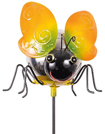 CIM Gartenstecker Käfer - Mirror Beetle - Gesamthöhe: 91cm - Kopf: 13,5cm x 13cm - Gartendekoration inklusive polierter Edelstahlkugel - attraktive Gartendeko – Gartenstab - Beetstecker