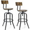 COSTWAY Lot de 2 Tabourets de Bar, Hauteur Réglable de 69 à 76 CM, Chaise Haute Bar avec Dossier Détachable et Repose-Pieds, Cadre en Métal, Chaise de Bar Industrielle, Tabouret pour Pub, Bistrot
