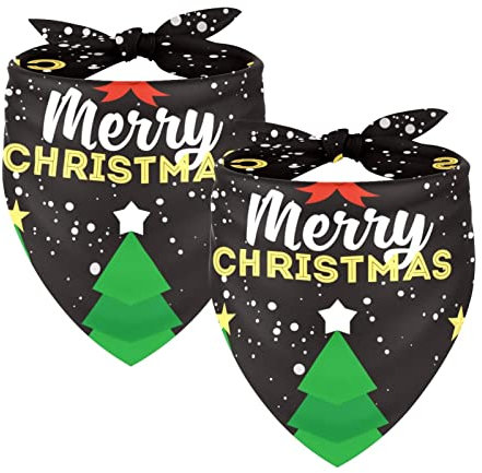 Weihnachtsbäume Winter Schnee 2 Packungen Hundehalstücher Junge Mädchen Zubehör Hundeschal für kleine mittelgroße große Hunde Katzen Welpen Haustiere