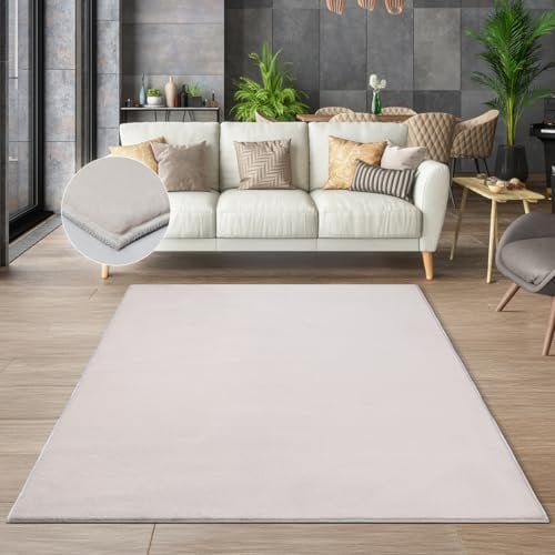 the carpet Cosy kuschelig Warmer Fellteppich, weich und elegant, waschbar und Fußbodenheizung geeignet, Öko-Tex Zertifiziert, Beige, 200 x 280 cm