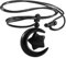 KYEYGWO Unisex Crystal Moon Pendant with Adjustable Wax Rope, Crystal Stone Crescent Star Necklaces Healing Stone Amulet Half Moon Lucky Charm Jewelry, Obsidian
