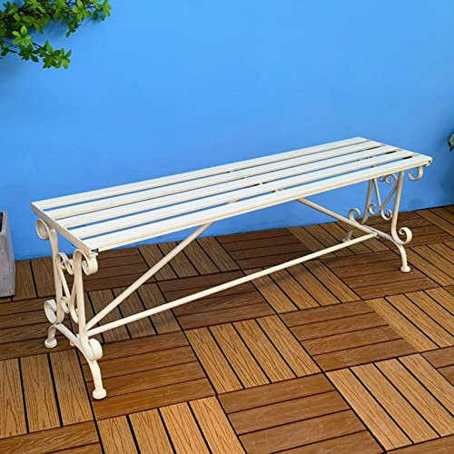 ARHAMS Gartenbank Ohne Lehne, Gartenbank Metall, Eisen Außenbänke, Veranda, Gartenmöbel for Terrasse, Park, Rasen, Hof (Color : B)