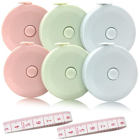 3 Packungen einziehbares weiches Maßband + 1 gefaltetes Maßband (152,4 cm), Doppelskala Vinyl-Lineal für Gewichtsverlust, medizinische Körpermessung, Stofftuch, Nähen, Schneidern, Stricken, Handwerk,