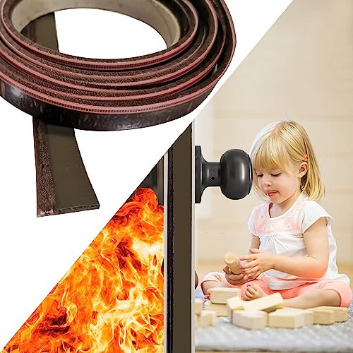 Flatro 5.2M Surface Mounted Self Adhesive Intumescent Seal Strip for Fire, Smoke, Draft and Insect Protection (1, Brown)