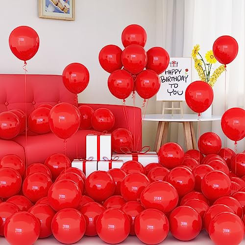 Luftballons Rote, 50 Stück 5 Zoll Matt Rote Latex Ballon Set mit Band für Frauen Männer Mädchen Jungen Geburtstag Weihnachten Hochzeit Graduierung Party Deko Eagagement Neujahr Karneval Dekorationen