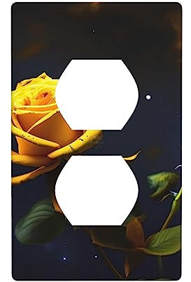 Cache pour interrupteur de veilleuse étoilée avec roses jaunes - Plaque murale décorative - Taille standard 11,4 x 7,9 cm
