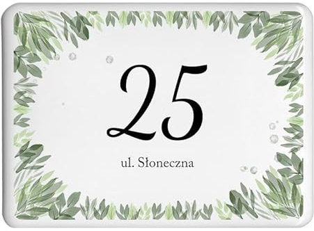 House number Address plate rectangle flower motif 9x12 cm Green