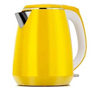 PACUM Bouilloire électrique en acier inoxydable, bouilloire électrique domestique de 1,5 L, Double couche jaune vision