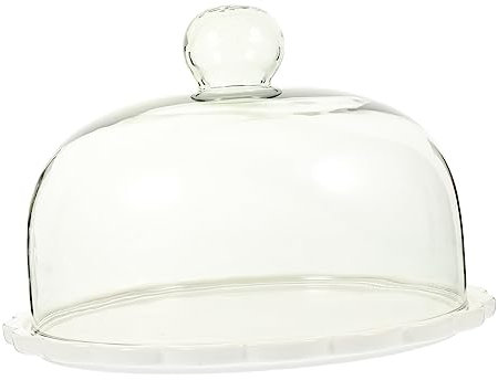 OUNONA Elegant Glass Dessert Display Dome with Base Cake Protective Cover for Cupcakes and Treats Stylish Food Cover for Parties and Events Easy to Clean and Refrigerator Safe