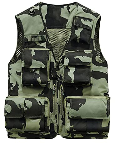 vokkrv Gilet da Lavoro Uomo Esterno con Zip Multitasca Smanicato Asciugatura Rapida Rete Traspirante Leggero Panciotto per Montagna Pesca Fotografi Sottili Taglie forti 6XL