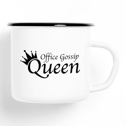 Huuraa Tazza Smaltata Office Gossip Queen Krone Tazza da caffè Regalo Vintage 300ml Office Gossip Queen Krone Presente