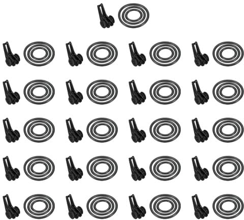 PATIKIL Fishing Hook Keeper, 21 Pack Plastic Fish Lure Bait Holder Accessories with 3 Size Rubber Rings for Fishing Rod Pole, Black