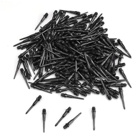 LWLWA Dart Spitzen Soft 200 Stück, POM Dartspitzen Kunststoff, 2BA Faden Schwarz Softdart Spitzen 2BA, Spitzenverstärkung, Dauerhaft, für Austausch Dartköpfen
