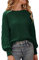 Zeagoo Pull Manche Longue Femme Chic Et Elegant Tricoté Top Col Rond Basique Ample Sweat Couleur Unie Décontracté Mode Pullover Chaud Hiver Sweat Vert XL