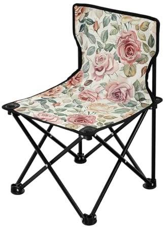 Chaise de camping pliante légère rose vintage rose avec sac de transport pour adultes pour intérieur et intérieur