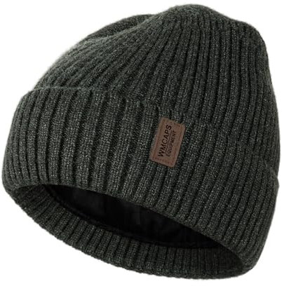 Wmcaps Mütze Herren Winter, Thermo Strickmützen für Herren, Warme Fleece Laufmütze Beanie Damen Herrenmütze Winter, Winddichte Wintermütze Männer Gefütterte und Gepolsterte Unisex-Mütze(Grau)
