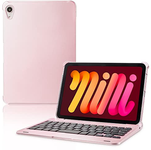 ONHI Ultra-Slim Wireless Keyboard Case for 8.3 inch 2024 iPad Mini 7 and iPad Mini 6, Durable Plastic Alloy Shell, Smart Folio Case with Auto Sleep/Wake Function, Silent Typing Experience (Rose Gold)