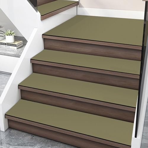 Rutschfeste Teppich-Stufenmatten für Innenräume, rutschfest, für Kinder, ältere Menschen und Haustiere, wiederverwendbar, Dunkelgrün, 30 x 100 cm, 12 Stück