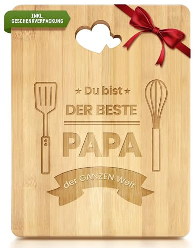 Geschenke für Papa, Bambus Schneidebrett Papa Geschenk zum Weihnachten Geburtstag Vatertag, Vatertagsgeschenk bester Papa Vater Geschenke von Tochter Sohn, Schneidebrett Holz, Küchenbrett Brotbrett