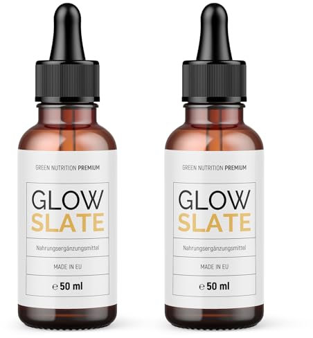 Glow Slate Tropfen - mit Vitamin C und Silizium - Premium Qualität - 50ml Inhalt 2x