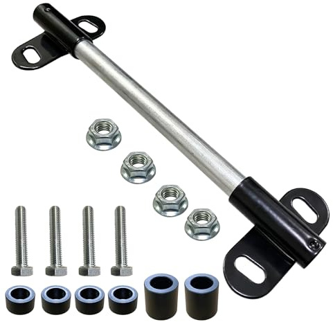 FUYEAR Heavy Duty Wheelbarrow Axle Bracket Kit Compatible with 5/8 Hole Wheelbarrow Axles Includes Solid Wheelbarrow Axle Shaft Heavy Steel Brackets POM Gasket Bolts Nuts