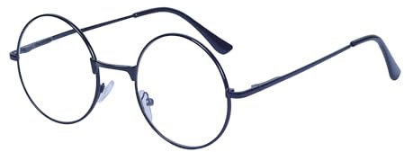 JoXiGo Lesebrille +1.5 Herren Damen (Schwarz) Rund Retro Nerdbrille Metall Rahmen Klar Linse + Brillenband