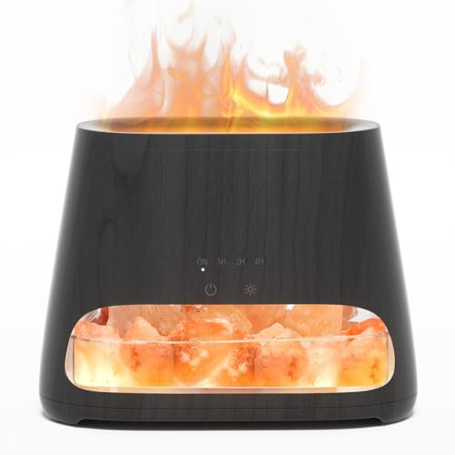SALKING 2-in-1 Aroma Diffuser & Salt Range Pakistan Leuchte, Flammeneffekt Diffusor für ätherische Öle, Diffusor Kühler Nebel Luftbefeuchter mit 3-Helligkeit, 150ml