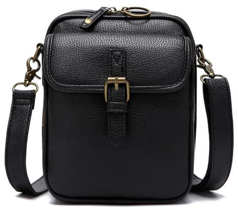 GETBSTOOP PU Leder Casual Recond Bag All-Match Sling-Tasche Reißverschluss Messenger-Tasche (schwarz)