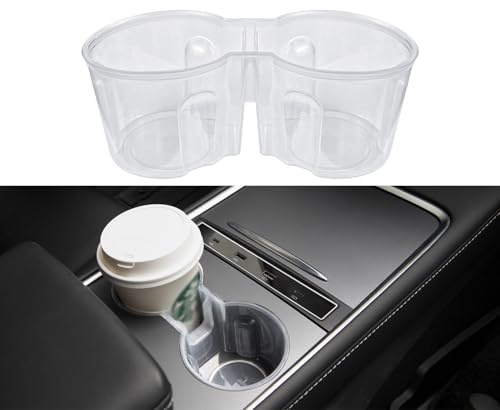 SOULWIT Insert de Porte-Gobelet de Console Centrale pour Tesla Model 3/Model3(2017-2023) et Model Y(2019-2025), Étanche et Durable, Étui Protecteur en TPU Mat Cover - Purement Clair