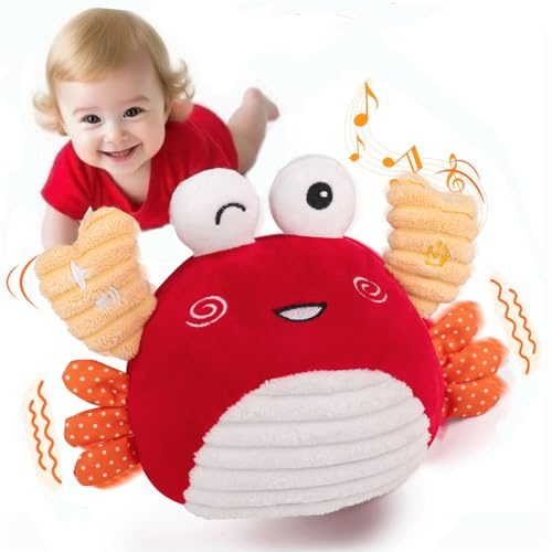 nicknack Crabe Qui Marche Bebe 6-12 Mois avec Musique et Danse Peluche Interactive Jouet Éveil 1 2 3 4 an Cadeau Naissance Garçon Fille Interactif Sensoriel Montessori-Volume réglable, 100 chansons