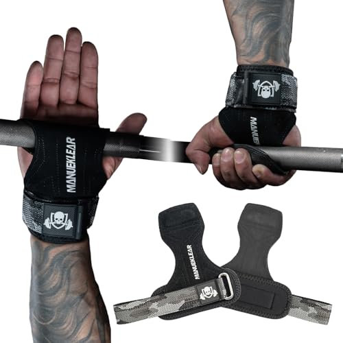 Leder Gummi Zughilfen Krafttraining Frauen Männer, Gym Lifting Straps für Bodybuilding und Gewichtheben, Handgelenk Bandagen Gym mit Gepolsterter Handschlaufe (Schwarz)