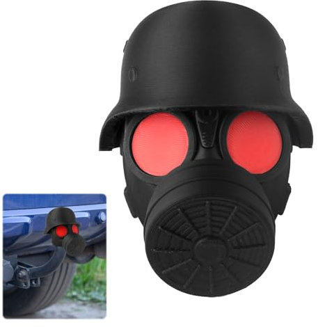 Anhängerkupplung Abdeckung, Abdeckung Anhängerkupplung mit Fun Gasmaske Helm, Staubdicht & Wasserdicht, Hänger Kupplung Kappe für Kugelkopfkupplungen(Rot)