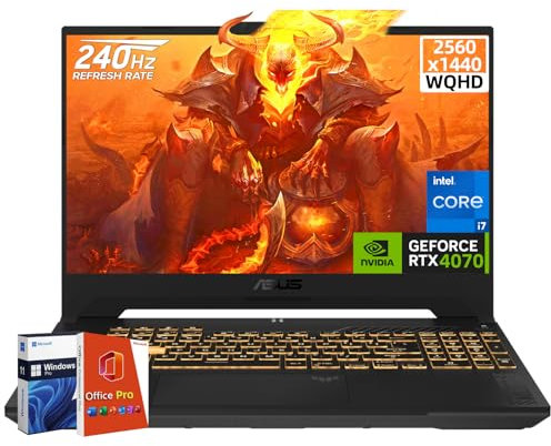ASUS TUF F17 Gaming Laptop, NVIDIA RTX 4070, Intel i7-13620H (fino a 4,9 GHz), display 17,3 WQHD 2K 240Hz, 64 GB DDR5, 8 TB SSD, Windows 11 Pro, Office Pro Lifetime, FX707VI-NS74