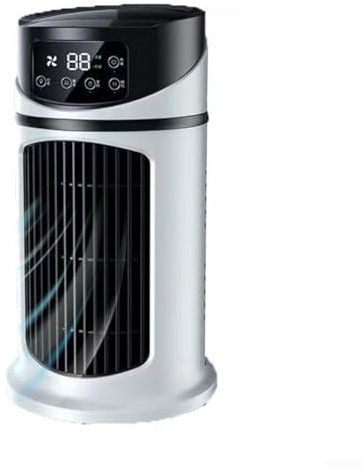 FACULX Ventilador portátil de aire acondicionado de escritorio Mini enfriador de aire con función de temporizador 6 ajustes de velocidad Pantalla LCD Humidificador Luz nocturna para oficina en casa