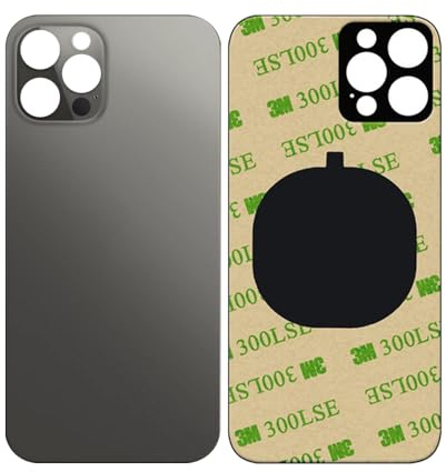 1Pcs/Lot Battery Cover Glass for iPhone 12 Pro Max Back Housing Replacement for iPhone 12PM 2IN1 Big Hole Back Glass Rear Door Case (Black)