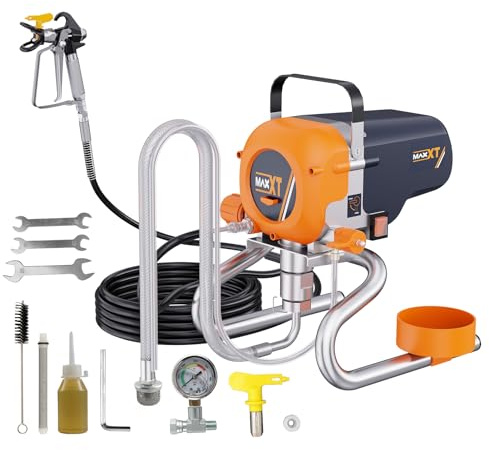 MAXXT farbsprühgerät wandfarbe| 1,6 L/min Förderleistung| 226 Bar Hochdruckleistung |517&317 Vielseitigkeitsdüse | 7,5 m Flexibler Hochdruckschlauch | Inkl. Dreistufiger Druckregelung